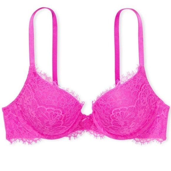 NWT Victoria's Secret Dream Angels Full Coverage No Wire Lace Bra Pink Berry 38D - Picture 2 of 13